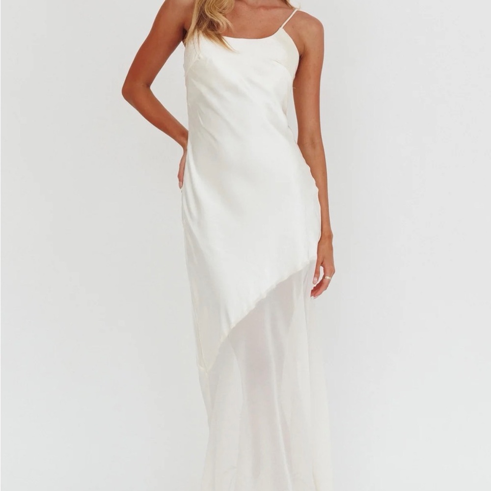 White Asymmetrical Slip Maxi Dress - Women
